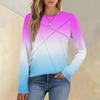 Fashionable Women's Long-sleeved Gradient Round Neck Casual Pleated Loose Top