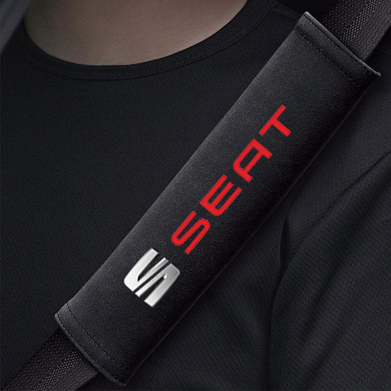 AAABE1 Car Seat Belt Covers Safety Belt Pad Shoulder Pad Seat Belt Covers For Seat Leon Ibiza Alhambra Exeo Altea Arona Car Accessories