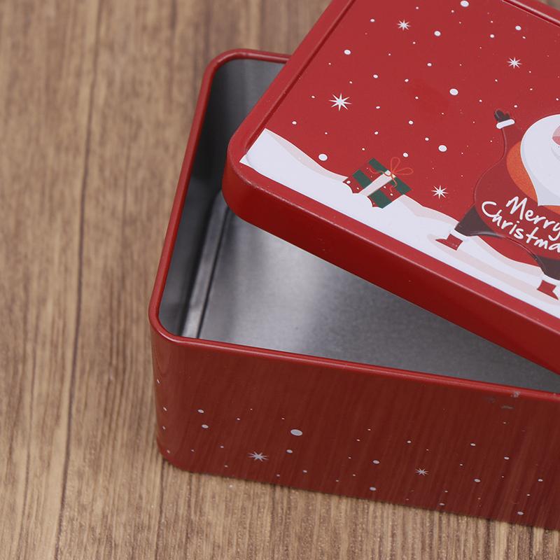 Rectangle Christmas Tinplate Box Empty Cookie Candy Box Santa Claus Gift Boxes Jewelry Storage Can Holiday Wedding Party Decor