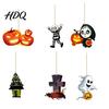 Halloween Party Supplies 6Pcs Wooden Hanging Decoration Ghost Pumpkin Eyeball Decoration Pendant Ornament with Rope Spooky Holiday Decor Wall