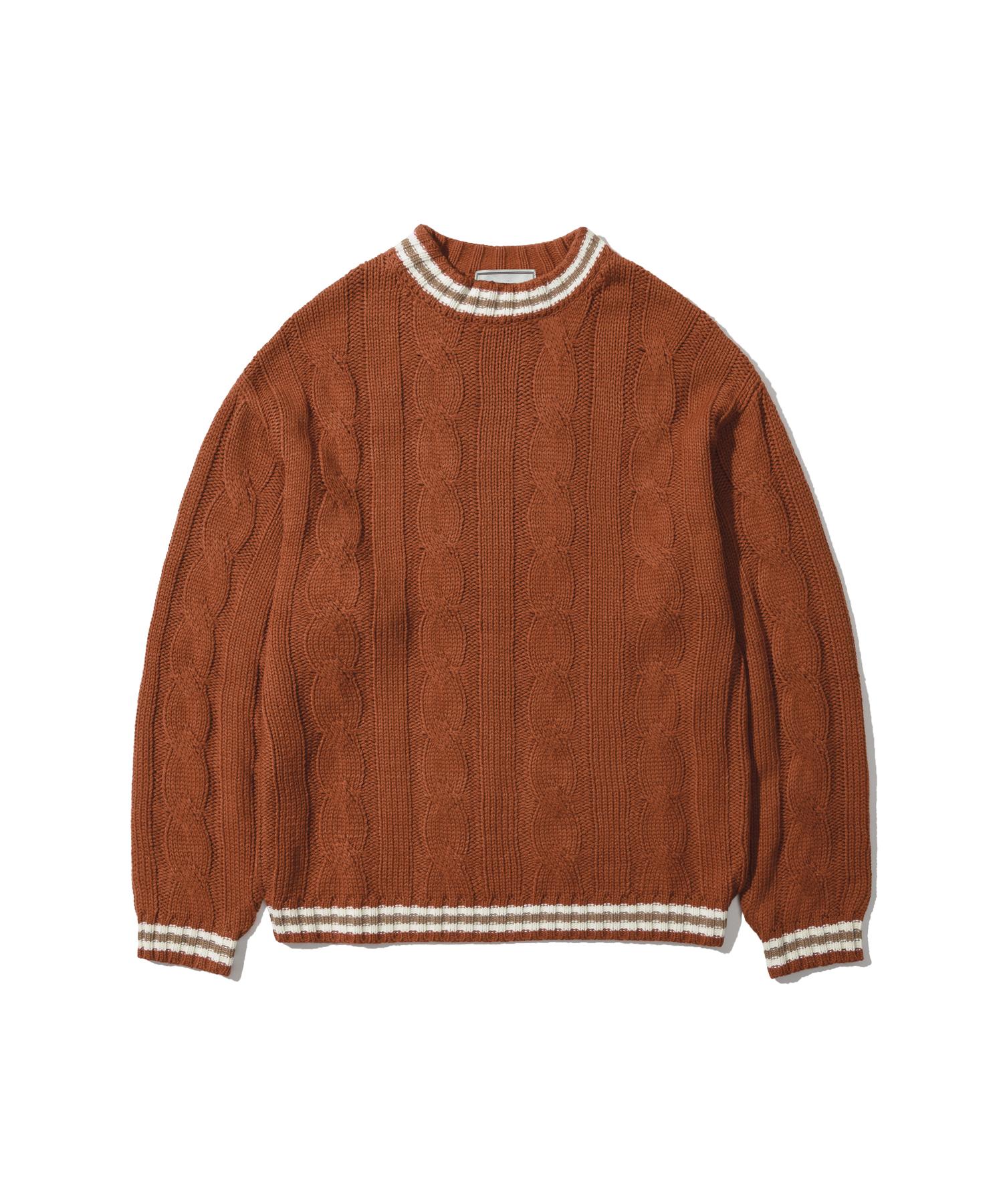 Oioi Collection Fivetwo Stamp Cable Sweater [Brick] Brick/L