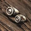 Adjustable Open Ring Men Women Retro Handmade Cartoon Character Yellow Minion Glasses Design Plated Fashion