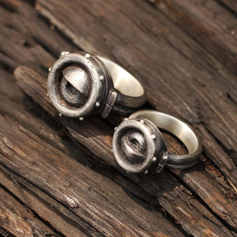 Adjustable Open Ring Men Women Retro Handmade Cartoon Character Yellow Minion Glasses Design Plated Fashion