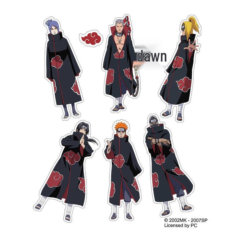 Naruto Akatsuki & Kakashi Waterproof Reusable Stickers - Genuine Merchandise
