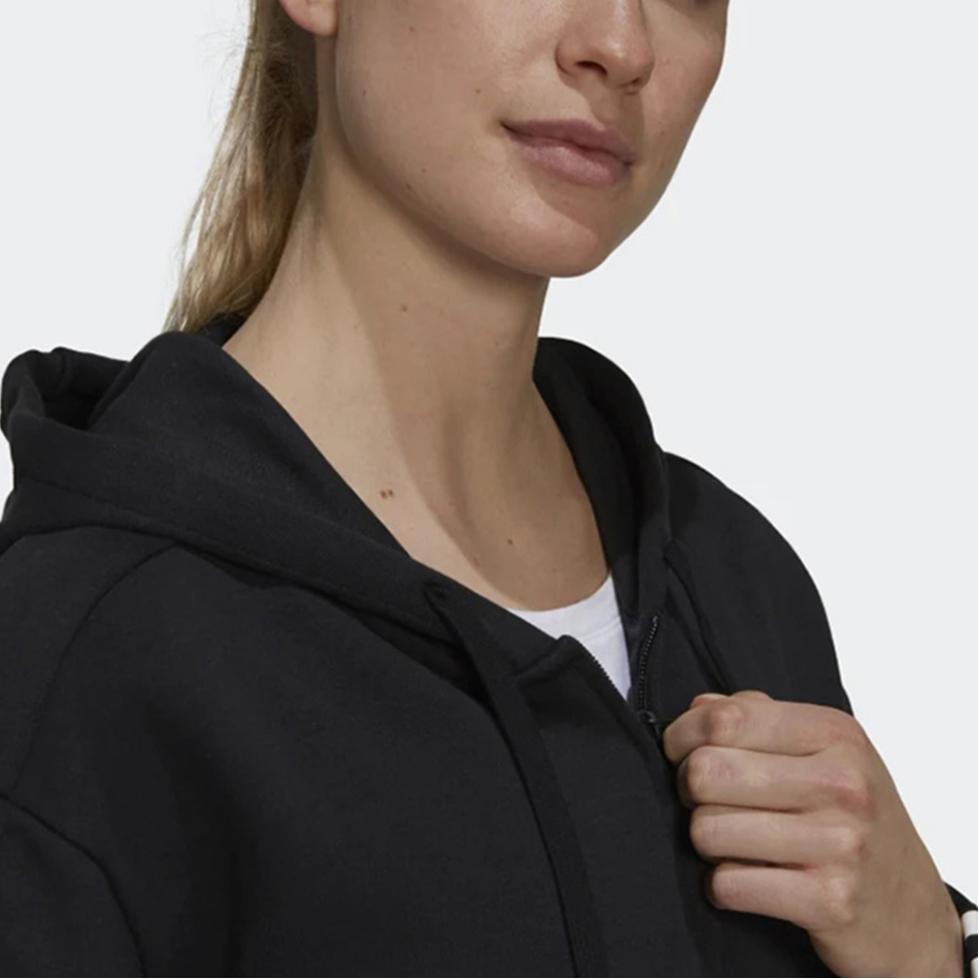 Adidas Logo Striped Hooded Sports Jacket Women Jackets Black GS1380