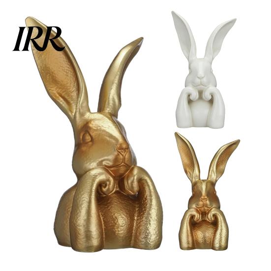 Indoor Bunny Decoration Easter Figurine Cute Rabbit Holding Face Statue 3D Printed Crack Resistant Figure Ornament for Living Room Bedroom