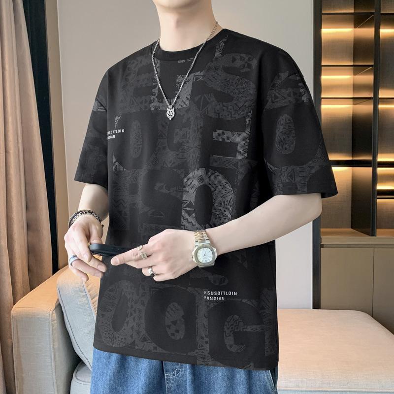 Men Full Print Letter Graphic Oversized T Shirt Casual Loose Fit Summer Top