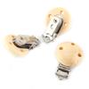 10pcslot Cute Round Wood Natural Baby Pacifier Clip Charm Infant Nipple Clasps 3 Holes