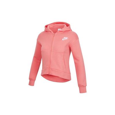 Nike Μπουφάν Φούτερ με Κουκούλα και Φερμουάρ Κεντημένο Λογότυπο Μονόχρωμο Παιδικό Φούτερ Ροζ DC7118-603