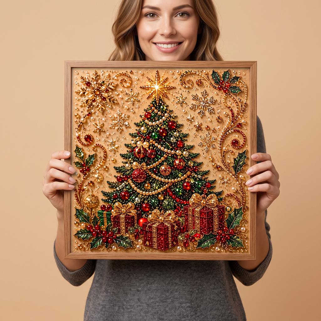Kit Pittura Fai da Te Arte Perla di Natale Stella a Cinque Punte Albero di Natale, Decorazione Casa Festiva Artigianato Pittura Diamante