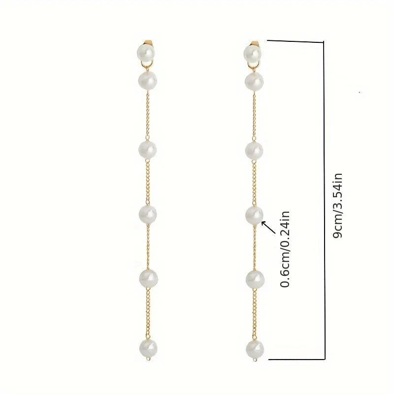 Lange, hängende Clip-Ohrringe mit künstlichen Perlen für Frauen ohne Ohrloch, Hochzeitsfeier, Übertriebene Ohrclips, Geschenk
