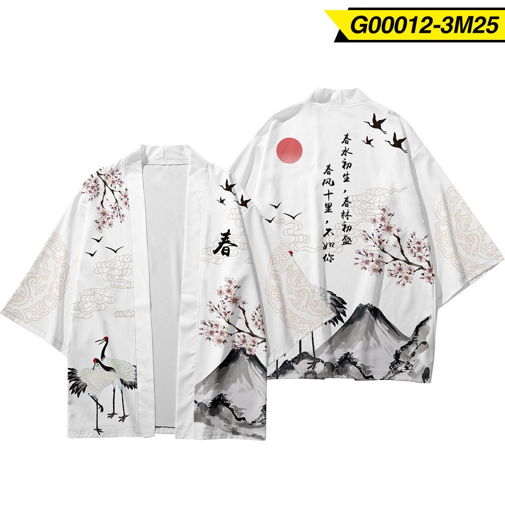 Männer Cosplay Yukata Tops Hosen Chinesischen Stil Japanischen Straße Samurai Harajuku Kimono Anzug Strickjacke