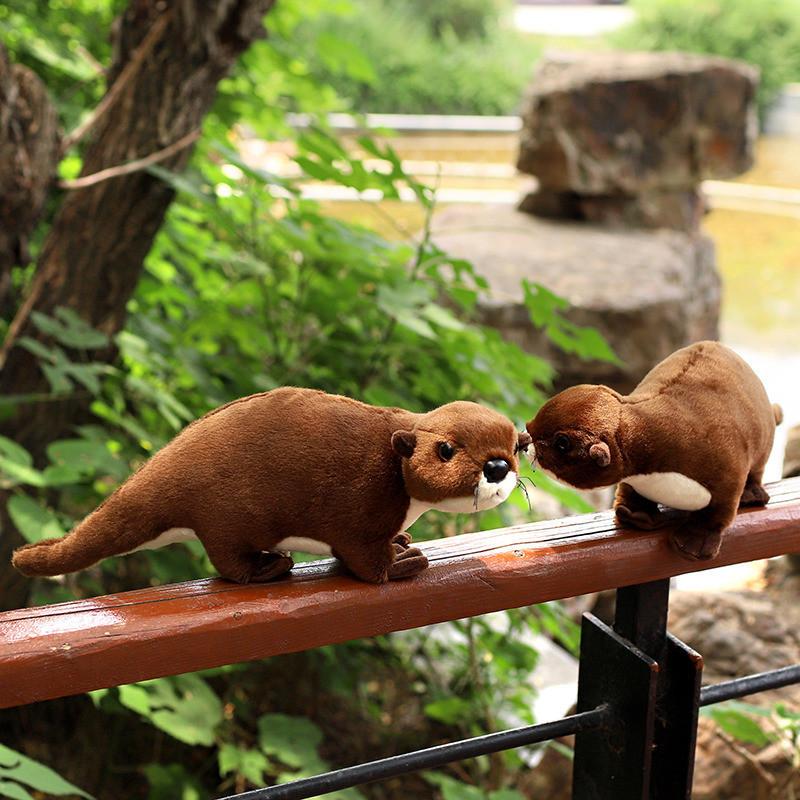 Adorable Otter Stuffed Plush Toy Realistic Long Fur Soft Animal Figure 40cm Gift