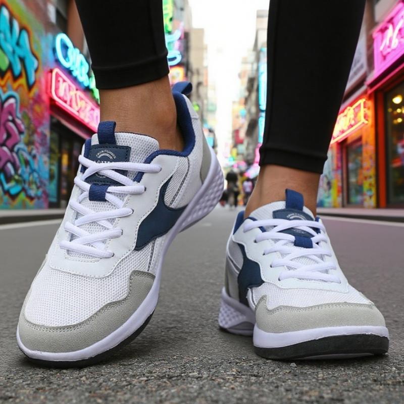 Women's Pu Leather Shoes New Lightweight Non-slip Sneakers Breathable Male Outdoor Running Shoes Women Large Size Lace UpShoes