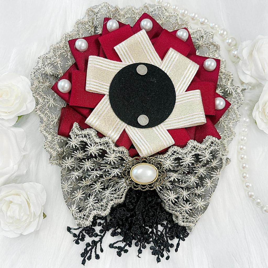 Lace Ribbon Oshikatsu Magnet Otakukatsu 57mm 75mm Rosette Can Badge Rosette/Red [Used]
