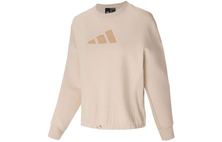 Adidas Sweatshirts Women s Beige Crew Neck Moderate Regular H55251 XS
