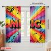 2pcs 2D Flat Printing Window Curtains Music Notes Guitar Instruments Polyester Without Electricity Festive Curtains for