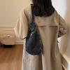 Retro denim women's breast bag simple large capacity casual shoulder bag Korean style portable messenger bag