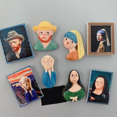 World Famous Painting Refrigerator Magnet Home Office Kitchen Locker Fridge Resin 3D Cartoon Men Women Magnetic Decoration Ornament