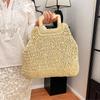 Elegant Female Square Shopper Totes Summer High-quality Straw Bag Women's Designer Large Capacity Handbag Woven Travel Beach Bag
