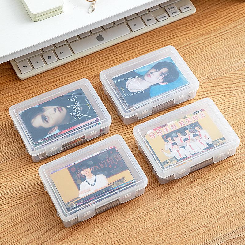 Star Card Storage Box: Transparent Dustproof Organizer for Small Cards, Albums, Badges & Desktop Items.