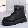 Light luxury high-end Martin boots men's winter fashion trend versatile short boots thick-soled heightening tooling boots high-top leather shoes
