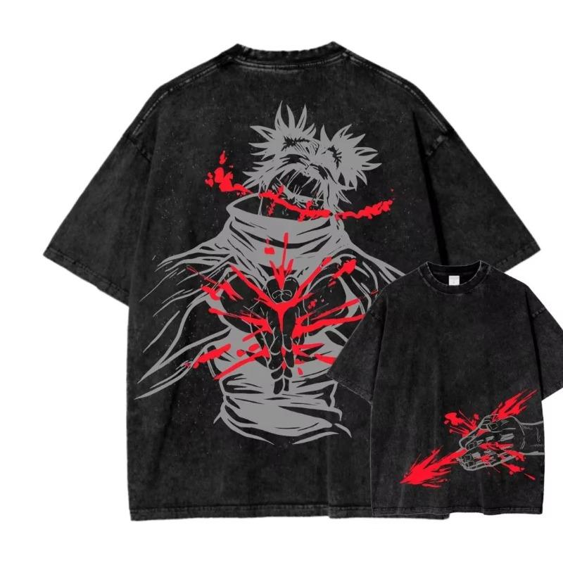 Retro Spell Battle CHOSO Anime Washed T-shirt Four Seasons New Style Unisex Casual T-shirt