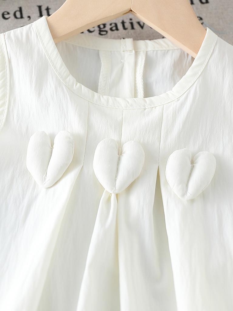 Toddler Girl Summer Outfit 2 Piece Set Woven Top with  Heart Design and Long Pants