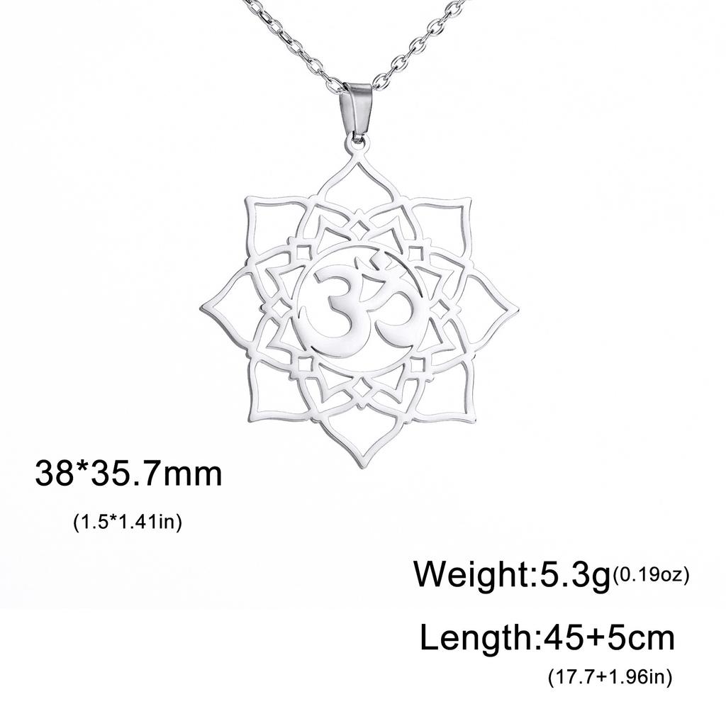 Lotus OM Yoga Pendant Necklace Titanium Steel Women's Jewelry Charm Necklace