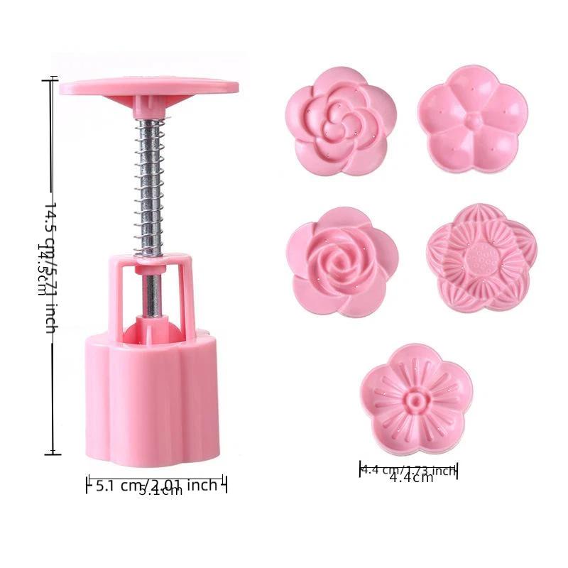 Hand Press Mooncake Mold Easy Demolding Clear Flower Stamps Food Grade for Home Baking Mid Autumn Festival DIY