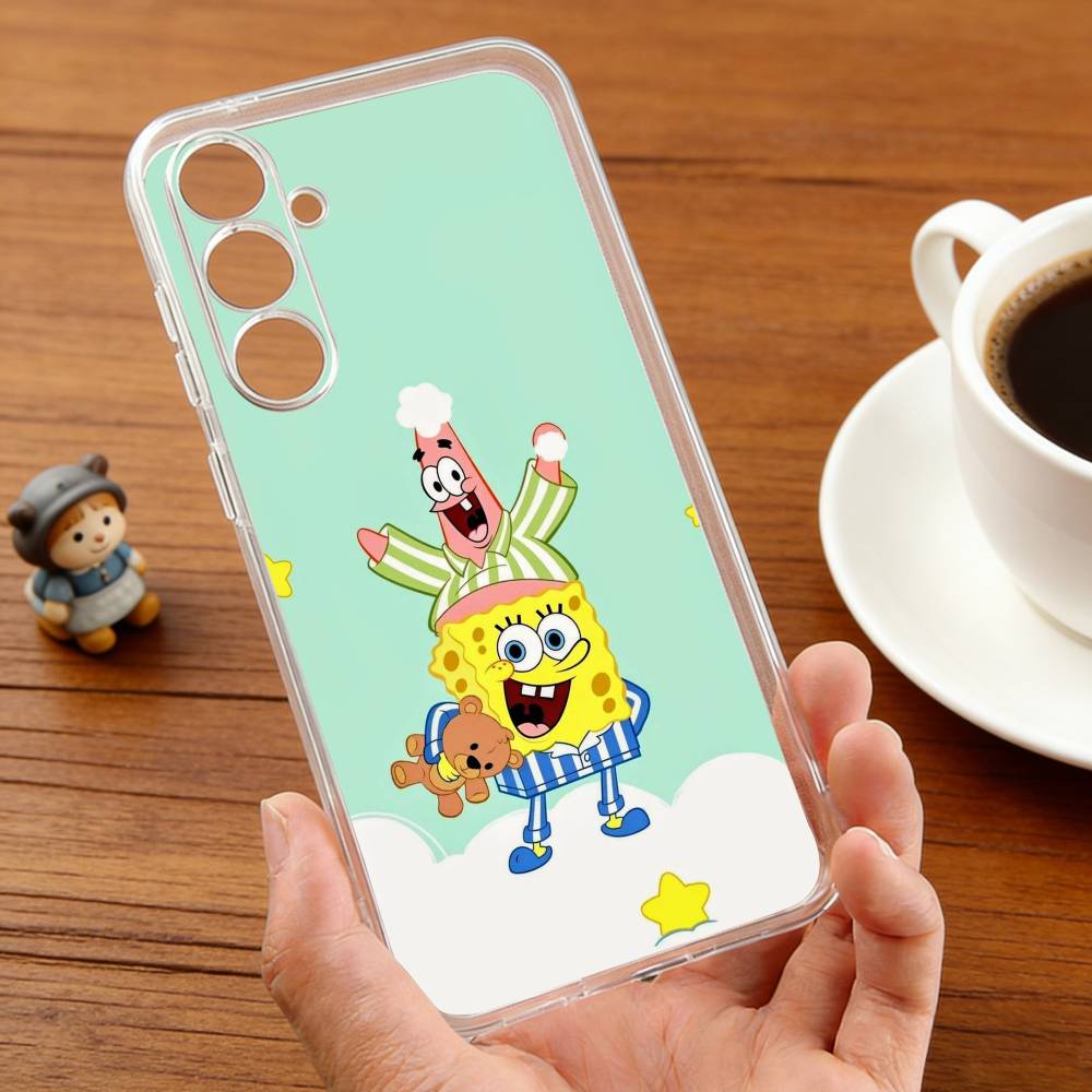 S-Sponge F-Funny B-Bob Animation phone Case For Samsung S30,23,21,22,20, FE lite,S10,9,8,7 PIus Note20ultra Soft Transparent