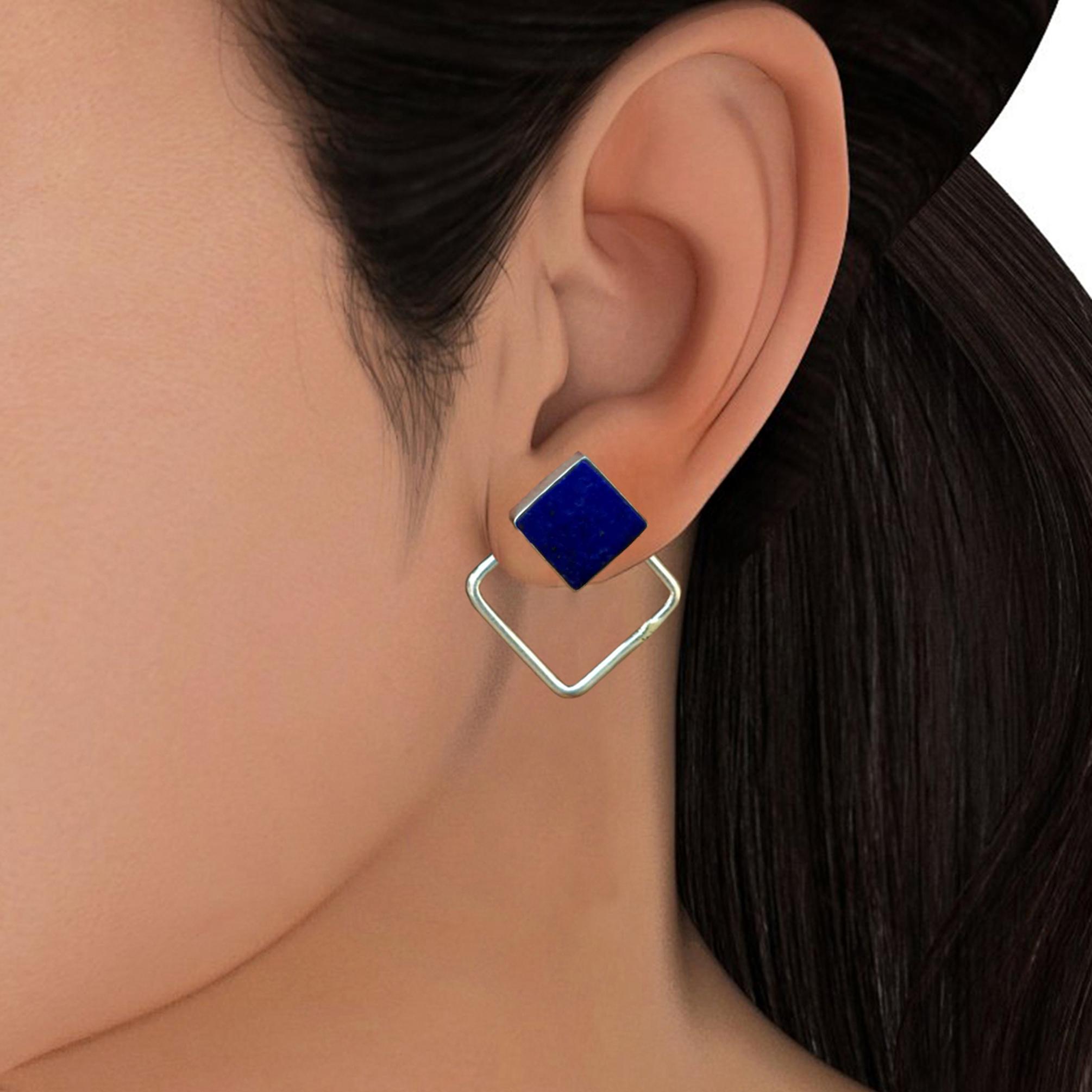 

Серьги-куртки из стерлингового серебра 925 пробы с лазуритом, серьги-подвески ручной работы с драгоценными камнями синий
