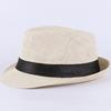Jazz hat, linen solid color top hat, men's and women's crimped couple's sun hat