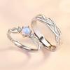 Moonlight Lover Moonstone Couple Rings: Fashionable Valentine's Day Open Adjustable Gift