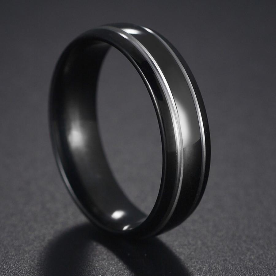 Fede in Tungsteno Nero Anelli Punk Trama d'Acciaio per Uomo Donna Scanalatura Fibra di Carbonio Anello alla Moda