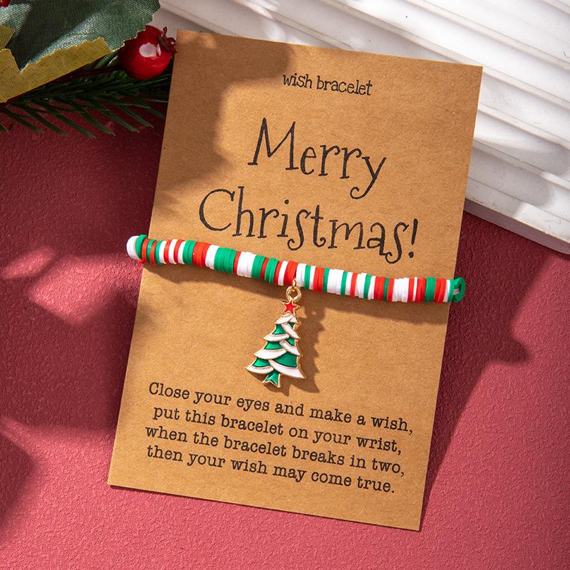 European and American Christmas popular soft pottery bracelet, elk snowman Christmas tree alloy pendant, gift jewelry
