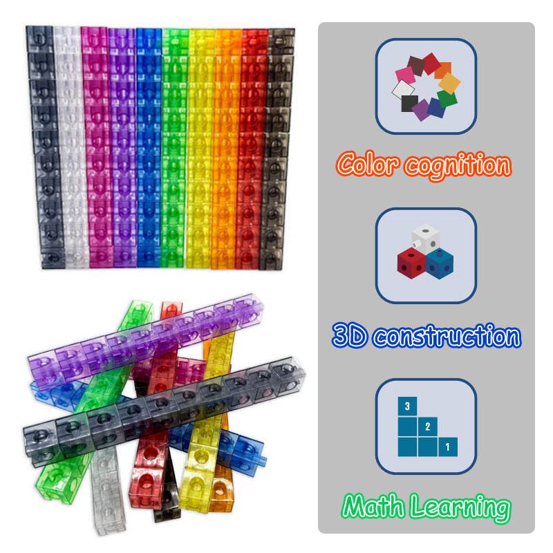 Kids Transparent Blocks Link Cubes Montessori Toys Math Learning Logical Thinking Constructs Cube Sensory Games Educational Toys