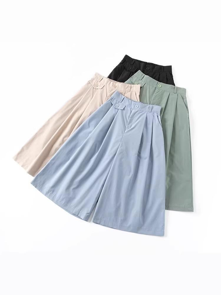 Women's High-Waisted 3/4 Length Korean Style Wide-Leg Culottes - Summer 2026 Fashion, Casual, Loose, Versatile, and Thin.