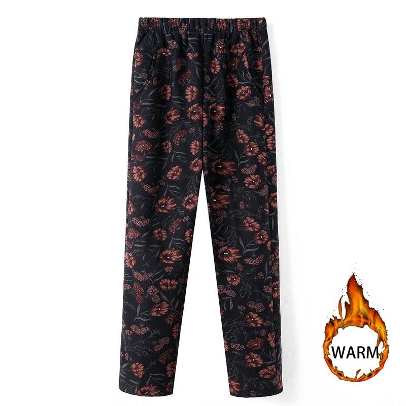 

Брюки для женщин среднего возраста с принтом, эластичные повседневные брюки, прямые брюки, большие размеры, мягкая бабушка 9XL