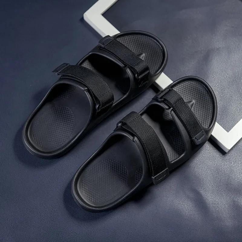 Men Slippers Trend Male Summer New Outdoor Beach Casual Soft Sole Sandals Fashion Women Indoor Home Couple Non-slip Slides2024