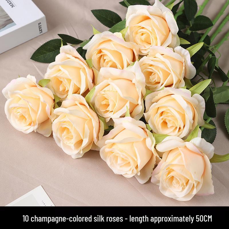 Silk Rose Bouquet: Artificial Flower Arrangement for Home Decor