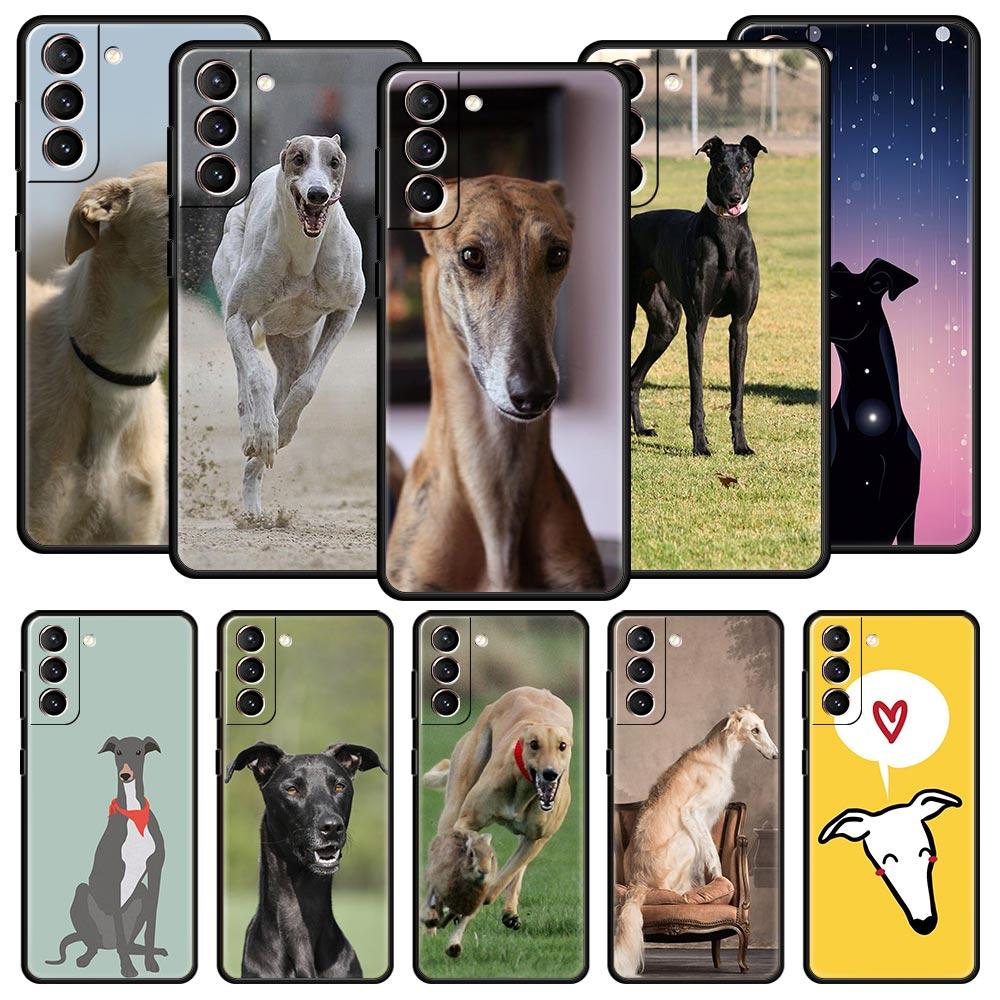 Galgo Greyhound Dog Phone Case For Samsung Galaxy S26 Ultra S25 Plus S24 FE S23 S22 5G S21 S20 Cover Black Soft