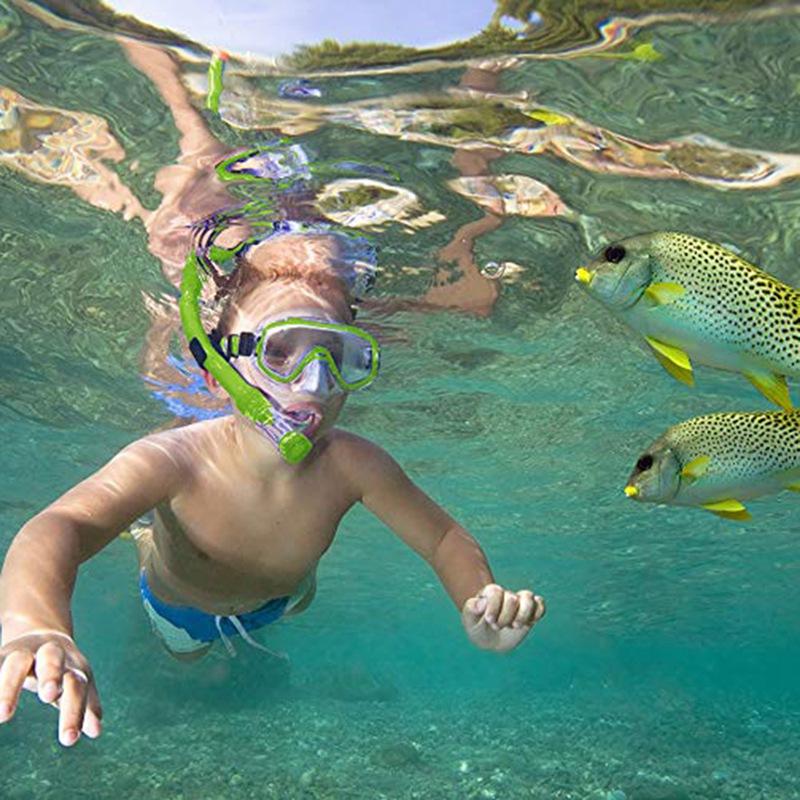 Lunettes de Plongée pour Enfants Masque Tube Respiratoire Antichoc Anti-buée Lunettes de Natation Bande Snorkeling Accessoires Sous-marins Ensemble