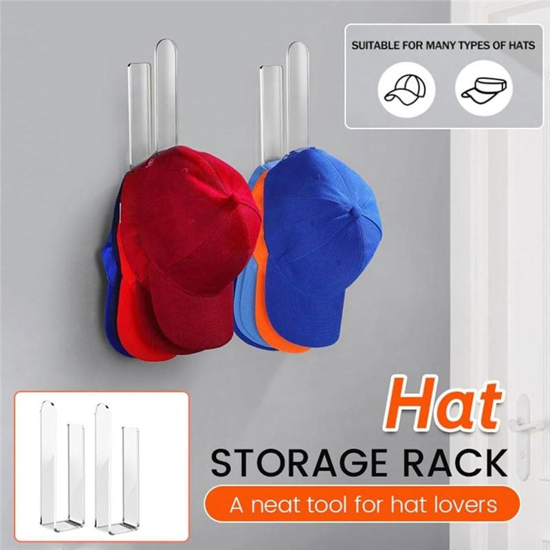 Good-4Pcs Wall Mounted Hat Hook,Baseball Hat Organizer,Multi-Purpose Hat Holder,Sticky Hat Storage For Baseball Cap Hangers