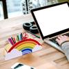 Rainbow Like Pencil Cup Wood Pen Cup 5 Segments Desk Pen Organizers Makeup Brush Storage Box for Bedroom Office Desk