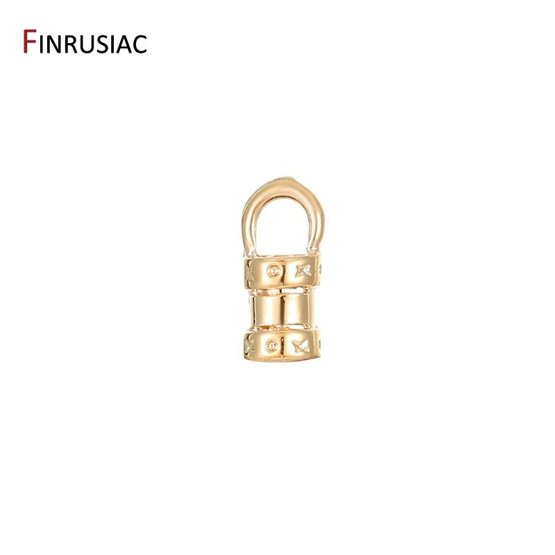 14K Gold Plated Brass Crimp End Caps With Loop Cord Tube Barrel End Cap for DIY Leather Cords And Chains Jewelry Making Findings