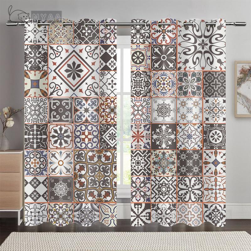 2 Curtains Exotic Bohemian Curtains Creative Personality Abstract Curtain Impression Pattern Classical Living Room Bedroom Shade