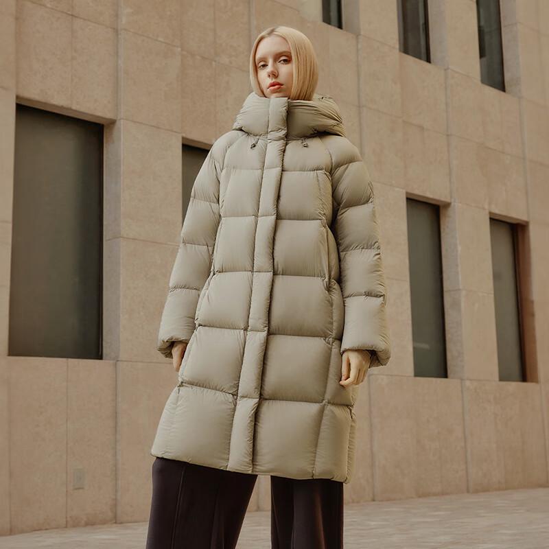 Tanboer Women's Hooded Mid-Length Puffer Down Jacket