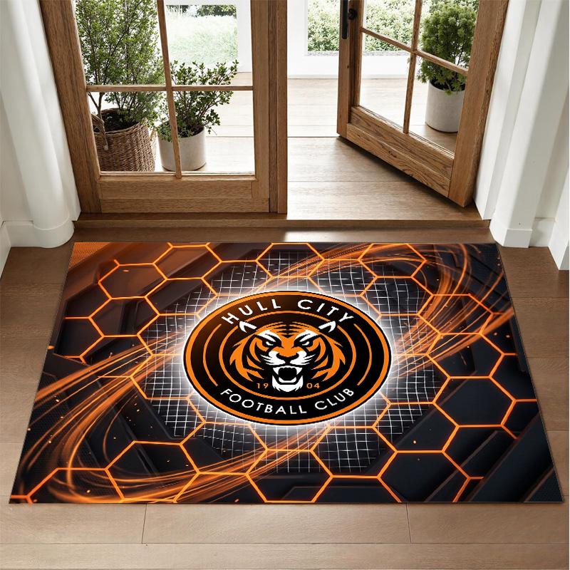 Hull City Fußball Design Kristall Samt Teppich Weiche Dekorative Matte für Schlafzimmer Eingang