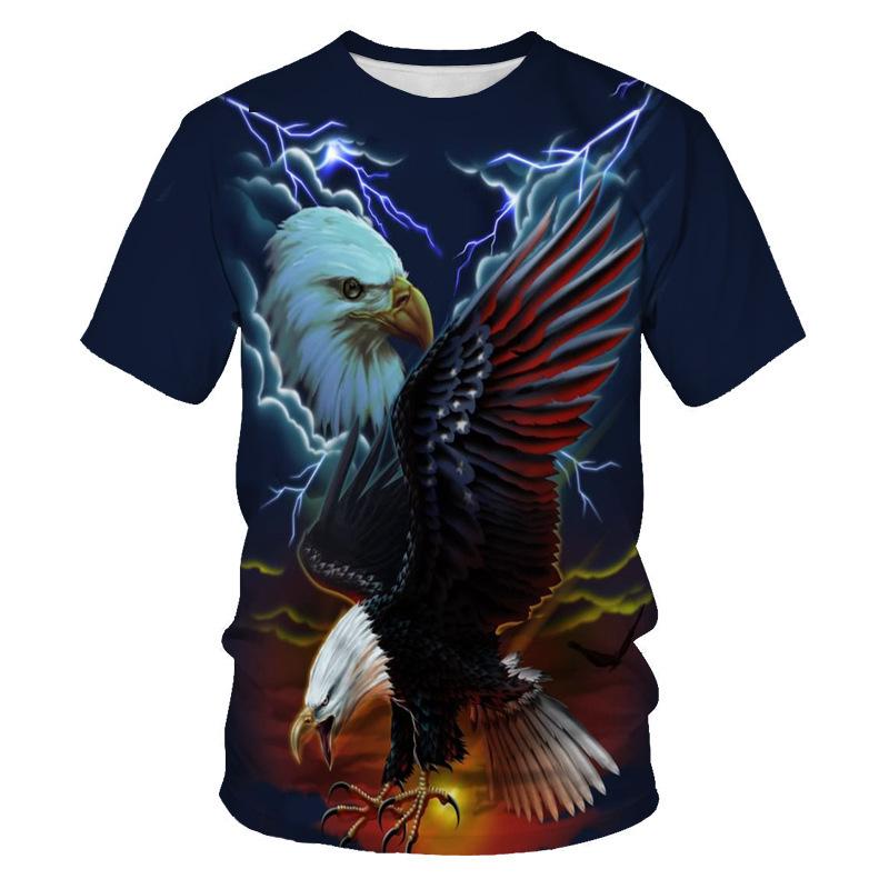 

Уличная мода 3D Condor принт короткий рукав мужская футболка, свободная и дышащая мужская повседневная футболка с круглым вырезом 6XL